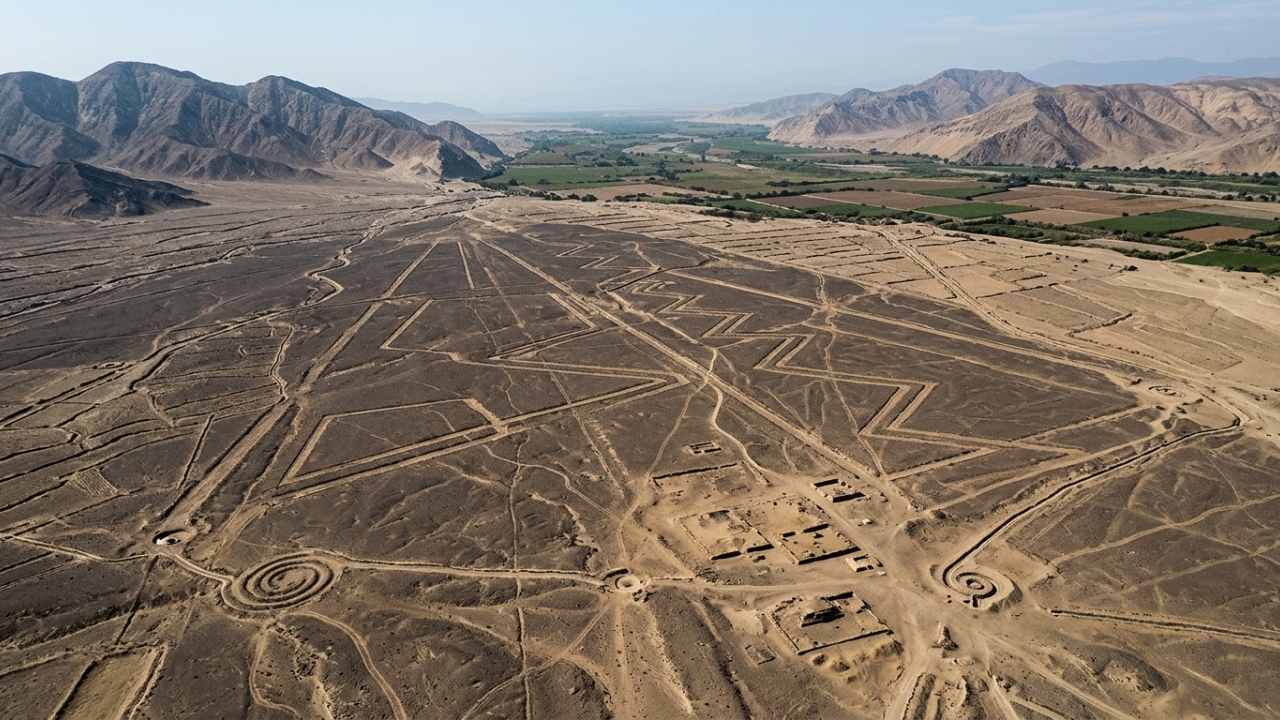 Um desenho gigante de 2 quilômetros de extensão foi revelado no deserto do Peru, mostrando que os antigos geoglifos eram muito maiores do que as Linhas de Nazca
