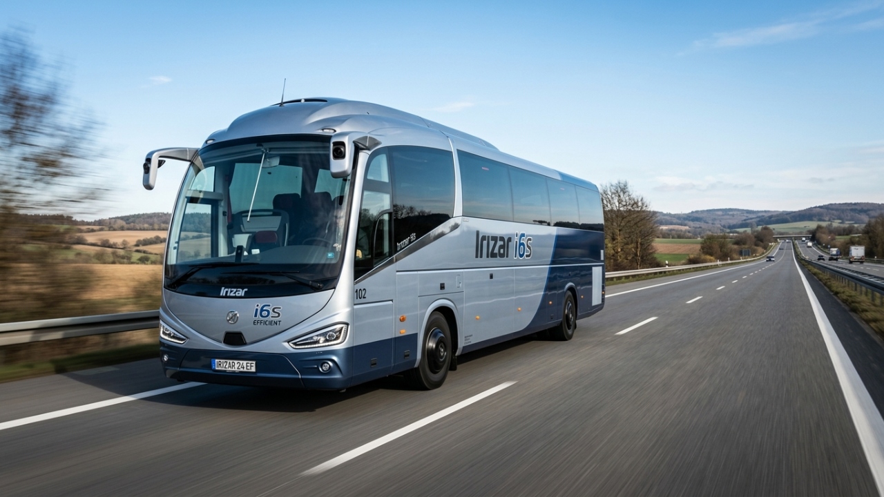 Sem espelhos retrovisores e com aerodinâmica de comboio de alta velocidade, o ónibus rodoviário europeu reduz o consumo de combustível em 13%