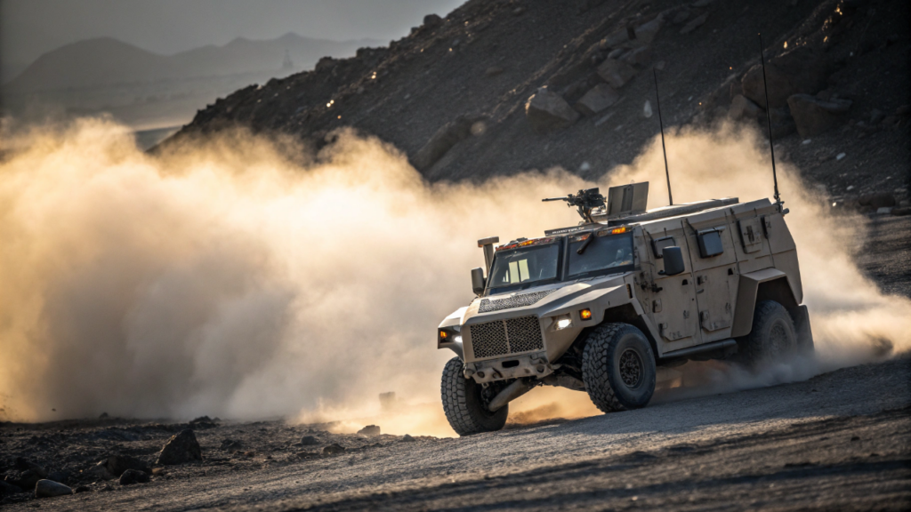 Como um jipe militar moderno consegue blindagem contra metralhadora pesada e ainda manter alta velocidade