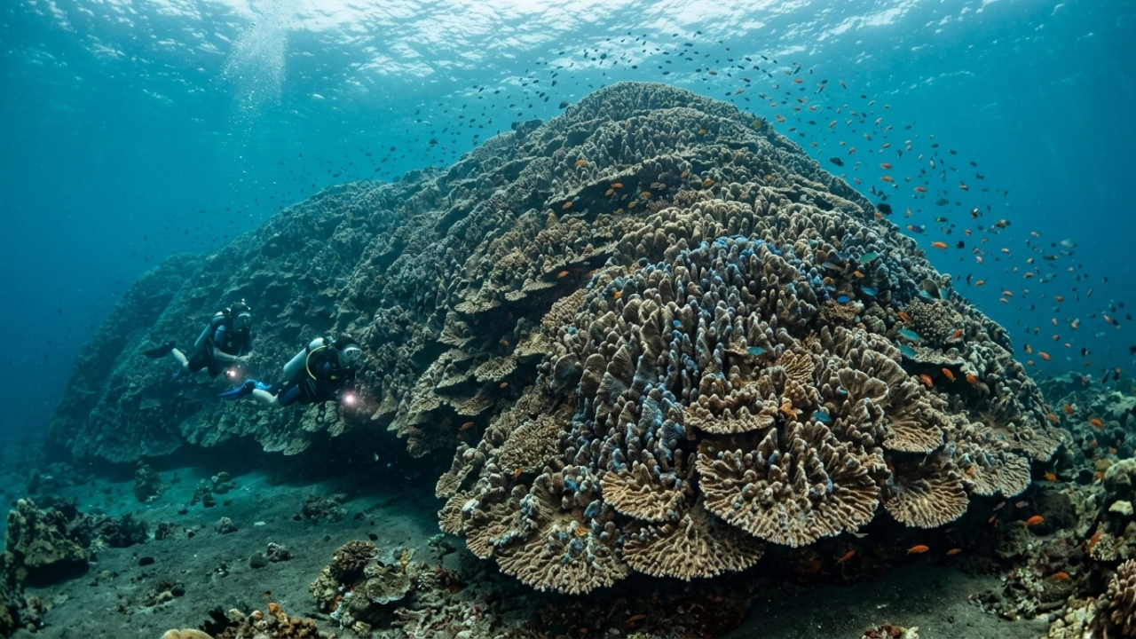 Maior do que uma baleia azul: cientistas descobrem por acaso a mais vasta colônia de corais do mundo, viva e preservada desde o século 16