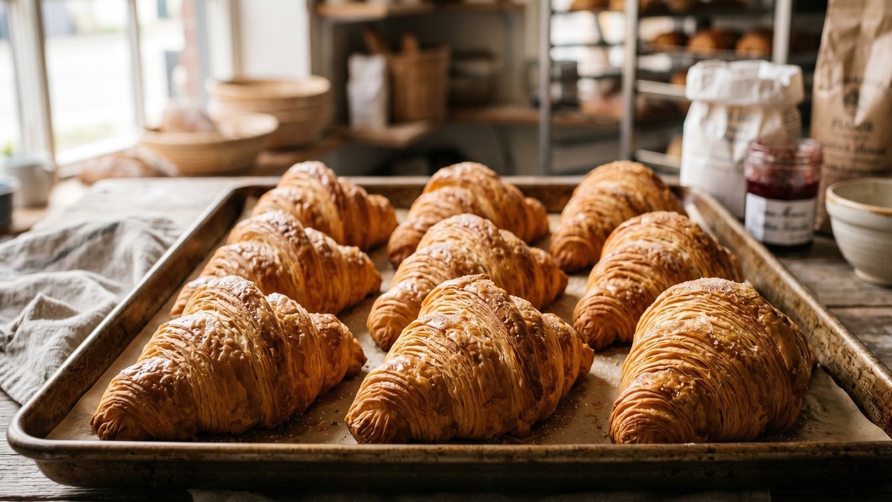 Com 36 camadas de massa e cozimento exato a 175°C, a técnica de laminação surge como o maior segredo do croissant perfeito