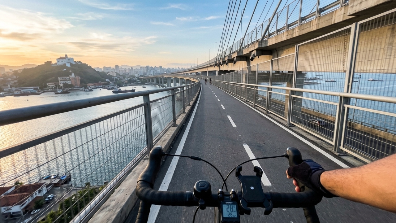 Com 3.339 metros e um vão central de 70 metros, a ponte capixaba surge como um marco da engenharia e possui a ciclovia mais alta do país