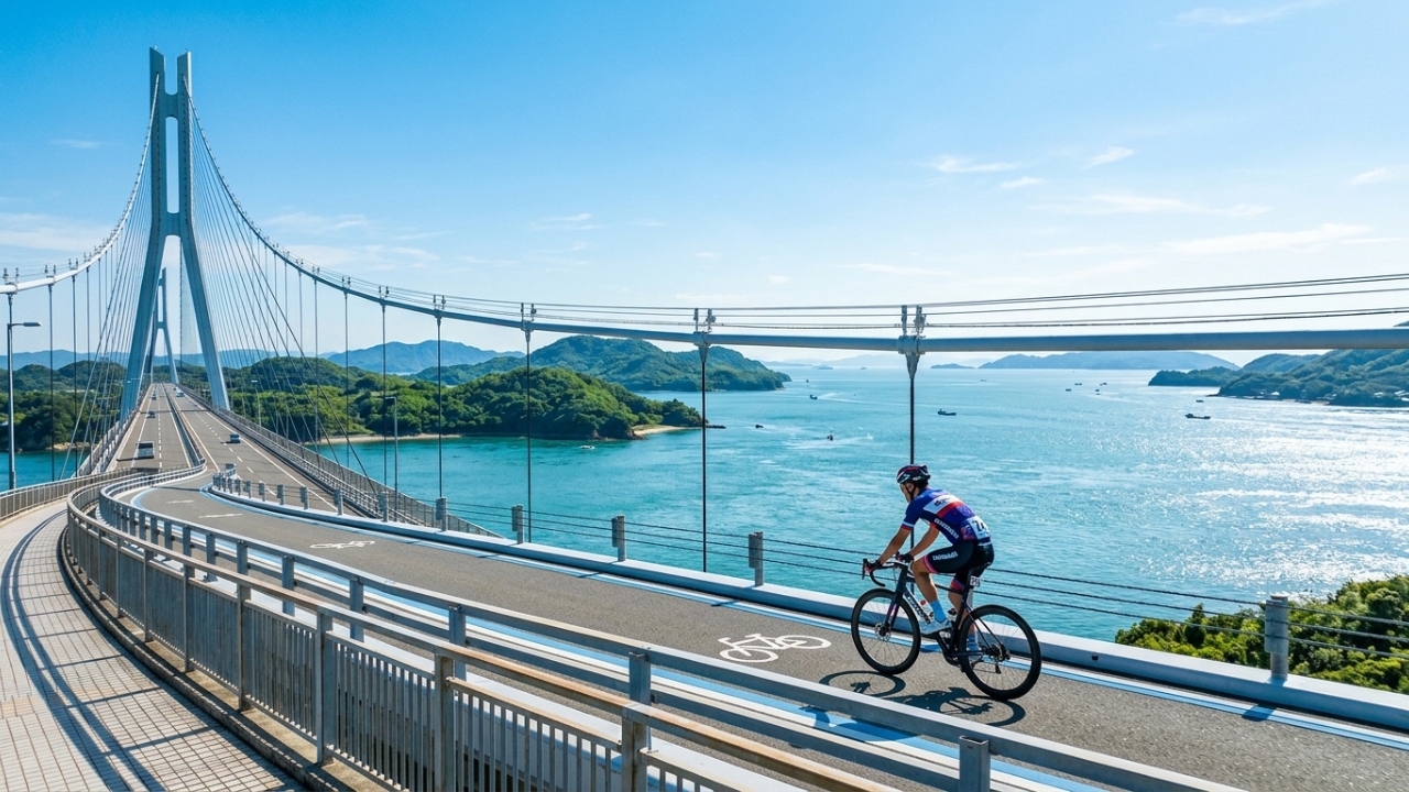 Com 60 km de extensão e 7 pontes suspensas sobre o mar, a rota inaugurada em 1999 é a principal ligação entre as ilhas de Honshu e Shikoku no Japão