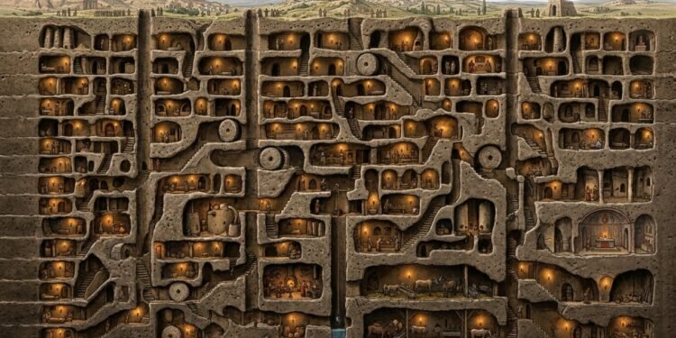Abrigando 20 mil pessoas em 18 níveis subterrâneos, a cidade turca de 85 metros de profundidade funcionava como um bunker há 1.200 anos