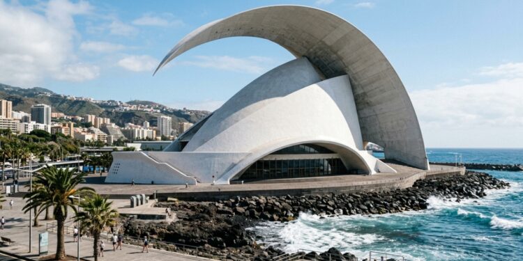 Esculpido em concreto com uma asa de 50 metros de altura, o Auditório de Tenerife desafia a física e virou ícone absoluto das Ilhas Canárias