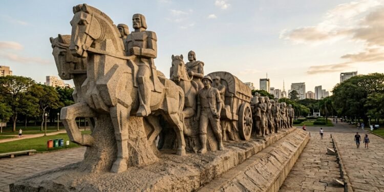 Com 50 metros de comprimento e 16 metros de altura, o monumento de granito em São Paulo virou o maior marco da história e da arte paulista