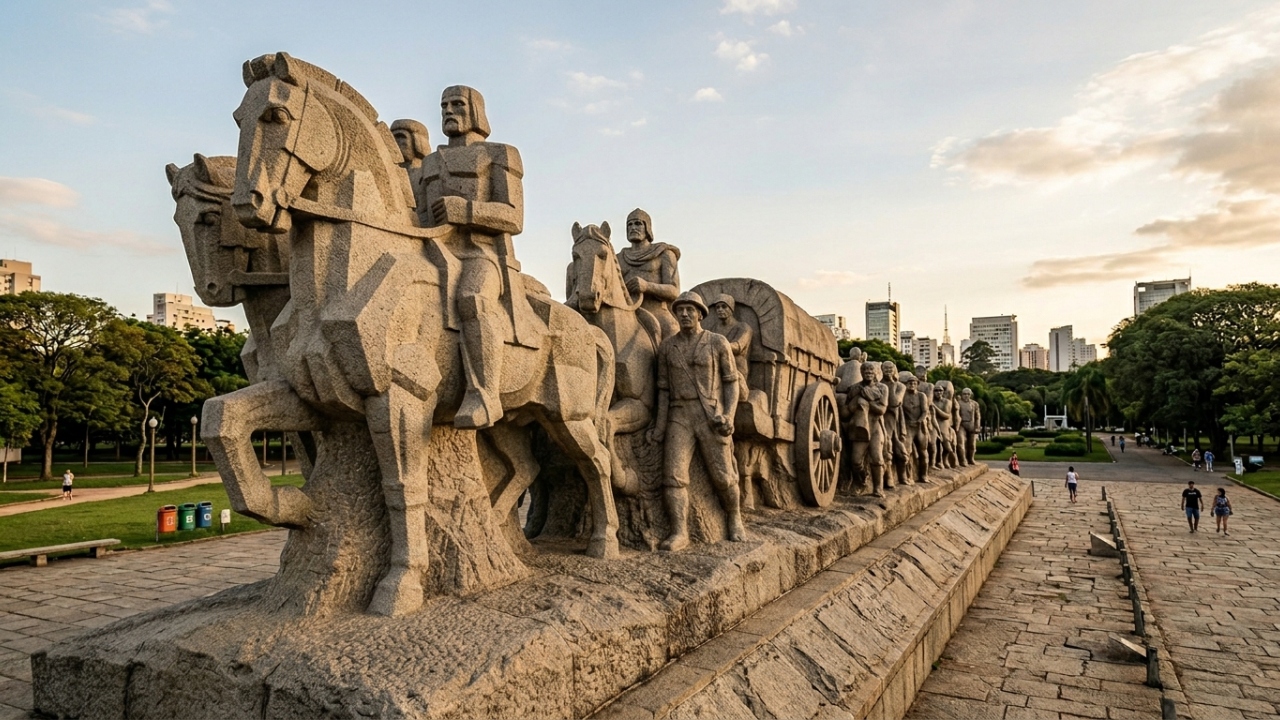 Com 50 metros de comprimento e 16 metros de altura, o monumento de granito em São Paulo virou o maior marco da história e da arte paulista