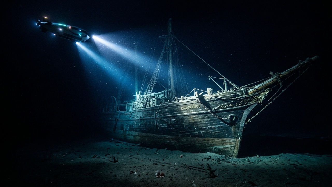 Após 107 anos perdido no gelo da Antártida, o navio Endurance foi mapeado a 3.000 metros de profundidade com detalhes que parecem uma pintura