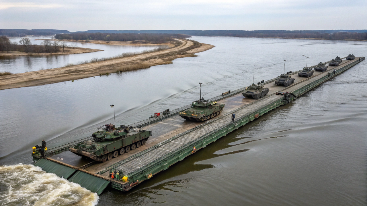 Engenheiros criaran um veículo 4x4 que mergulha na água e forma uma estrada flutuante completa em menos de dez minutos