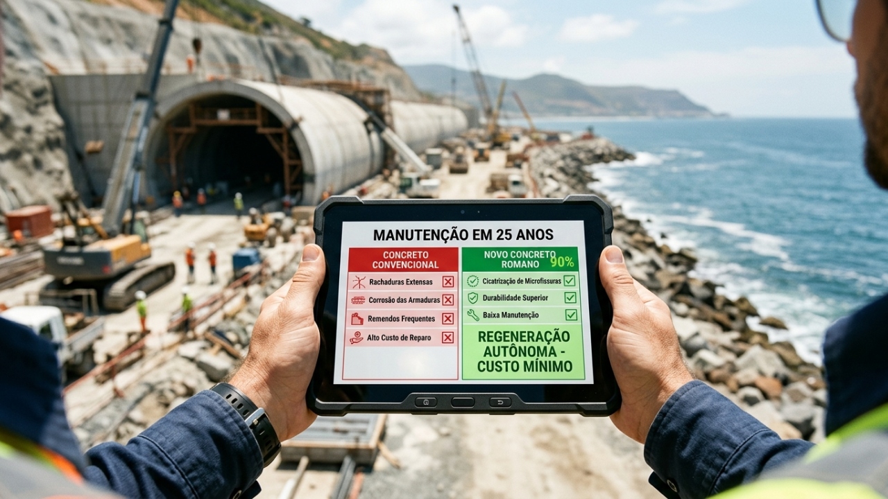 Cientistas decifram o segredo químico do concreto romano que se regenera sozinho com o tempo e aplicam a técnica em obras modernas para criar monumentos que duram mais de mil anos em 2026