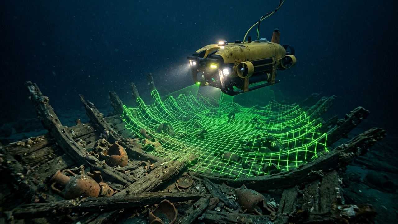 Repousando a 50 metros de profundidade, o maior navio naufragado da antiguidade revela braços de bronze e estátuas de mármore perdidas há 2.000 anos