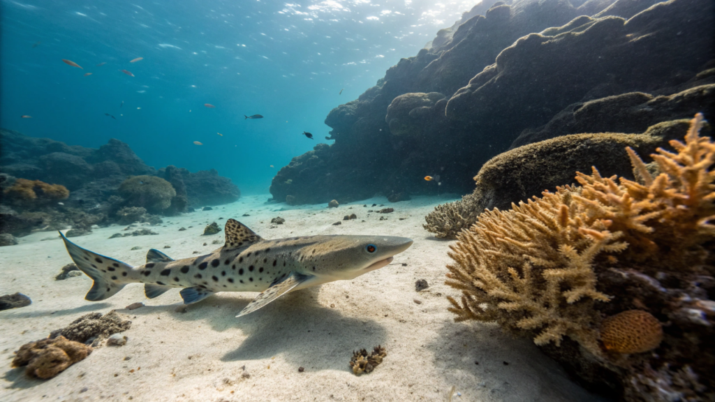 Esse tubarão sai do oceano, caminha sobre pedras e ainda caça como se estivesse dentro d'água normalmente