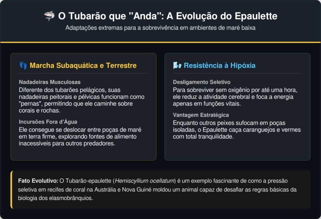 Esse tubarão sai do oceano, caminha sobre pedras e ainda caça como se estivesse dentro d'água normalmente