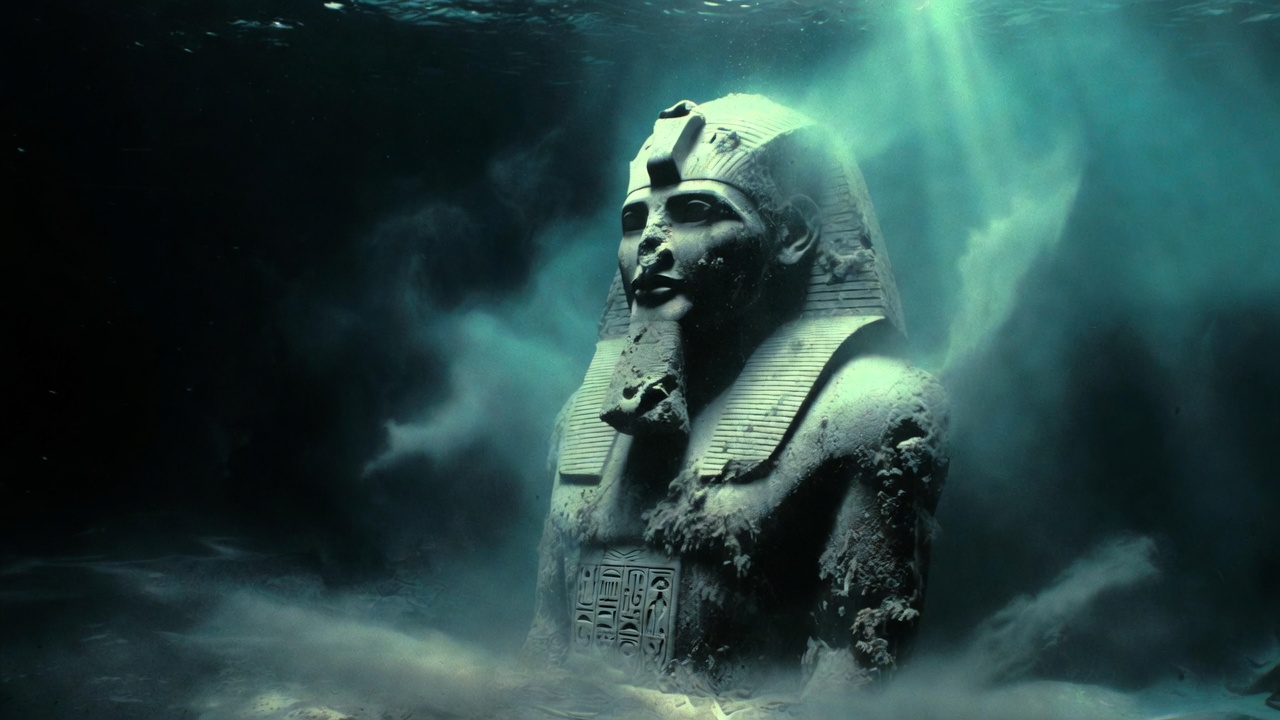 Mergulhadores acharam estátuas de cinco metros e templos de ouro na cidade submersa de Heracleion que ficou escondida sob o Mar Mediterrâneo por mais de um milênio inteiro