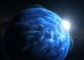 Localizado a 64 anos-luz da Terra, o belo exoplaneta azul esconde tempestades de vidro que cortam a atmosfera a mais de 8.000 km por hora
