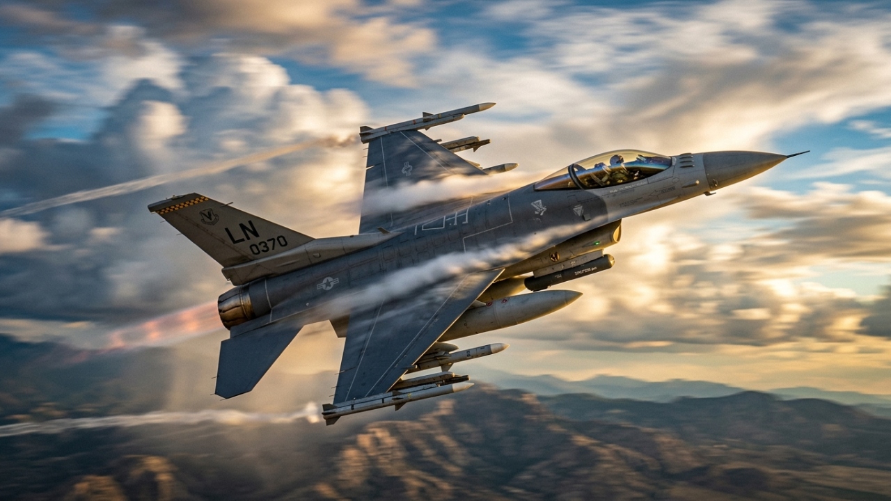 A tecnologia de vanguarda do caça mais popular do mundo: controlado por um joystick lateral, ele não tem manche no meio das pernas e permite que pilotos suportem 9 vezes a força da gravidade