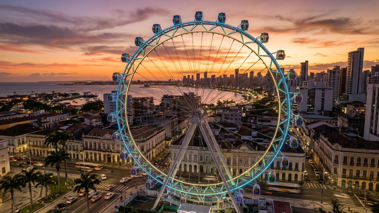 Com 88 metros de altura e vista de 360 graus, a estrutura monumental destaca-se entre as maiores rodas-gigantes de toda a América Latina
