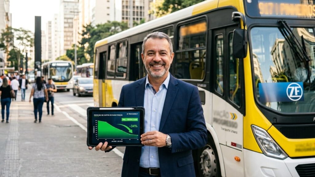 Transmissão automática de seis marchas com gerenciamento eletrônico de torque evita o desgaste prematuro do motor e reduz drasticamente o cansaço físico do motorista profissional