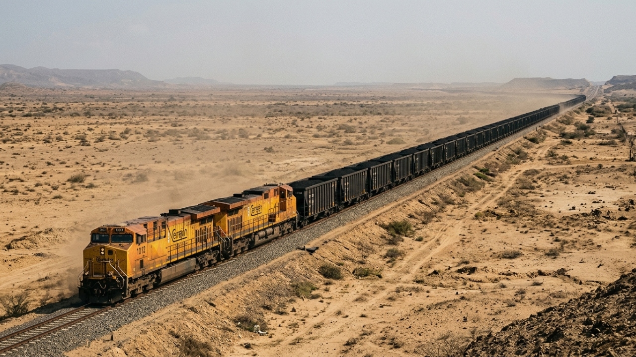 Com 150 vagões e 1,5 km de extensão, o trem de carga de Cerrejón tornou-se o maior elo logístico para a exportação de carvão em toda a Colômbia