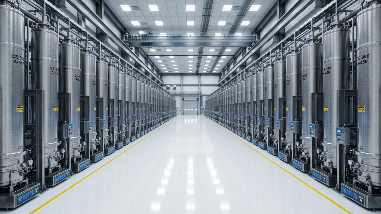 Com solo congelado a 30 graus negativos e centrífugas supersônicas, a usina cria a pastilha de urânio com a energia de 800 kg de carvão