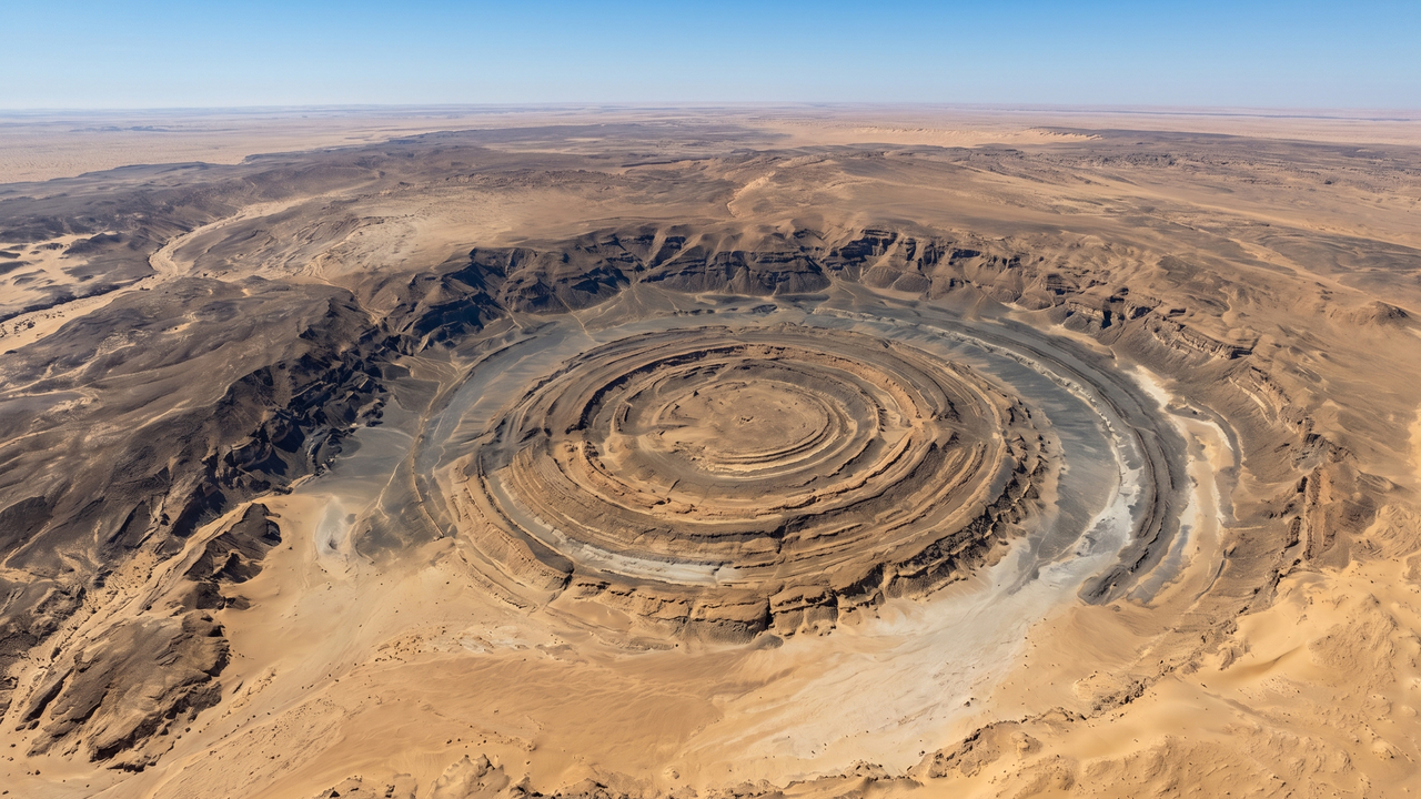 O misterioso "Olho do Saara": a colossal estrutura geológica de 50 km que serve de bússola para astronautas