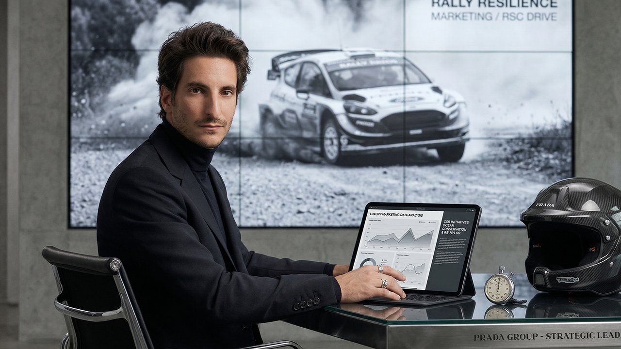 Com receita de 4,7 bilhões de euros, o herdeiro da Prada troca as pistas de rally pela diretoria para liderar a revolução sustentável da grife