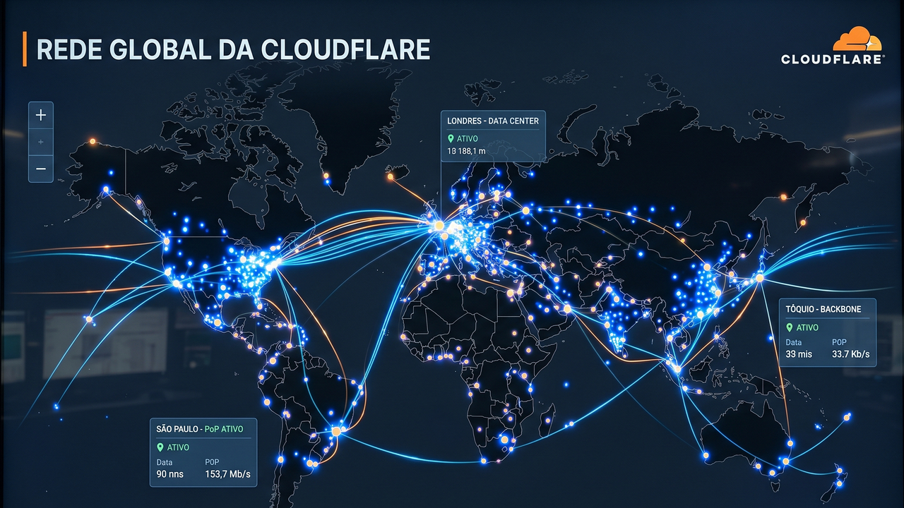 Com 20% de todo o tráfego da rede mundial, a infraestrutura da Cloudflare atua como o escudo invisível que blinda a internet contra ataques