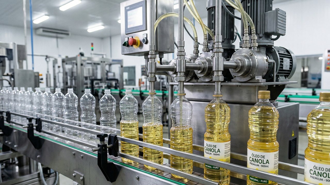 Com o esmagamento de sementes e extração por solvente a 240 graus, a indústria produz o óleo de canola, garantindo a neutralidade e a pureza total