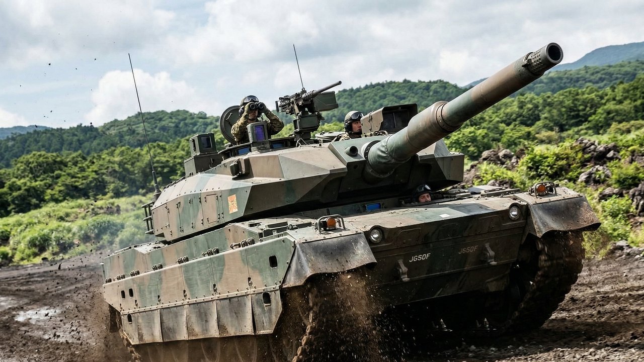 Com apenas 44 toneladas e uma transmissão hidromecânica que atinge 70 km/h em marcha à ré, o Type 10 é o tanque japonês projetado para lutar em montanhas