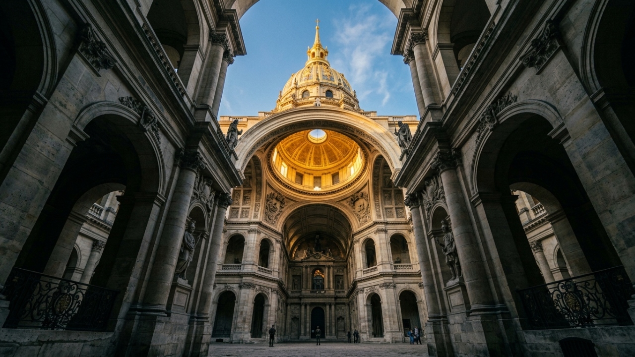 Com 107 metros de altura, a cúpula dourada de Paris guarda o túmulo de Napoleão e surge como um recorde da engenharia
