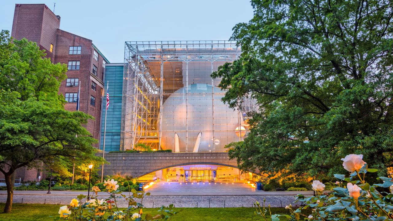 Com uma esfera de 26 metros dentro de um cubo de vidro, a obra de 2000 em Nova York surge como um dos cenários mais surreais da ciência mundial