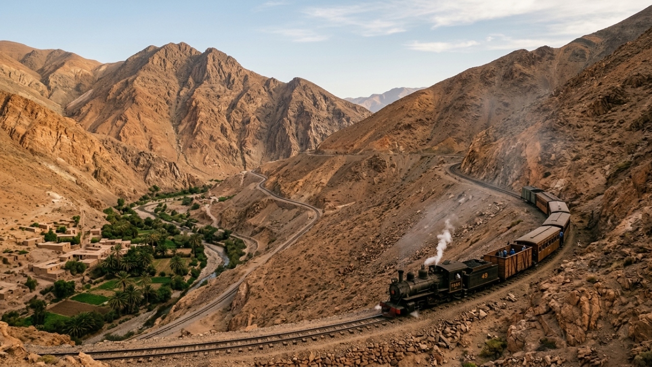 A ferrovia chilena inaugurada em 1913 ainda sobe os Andes e entrega paisagens que parecem saídas de outro planeta