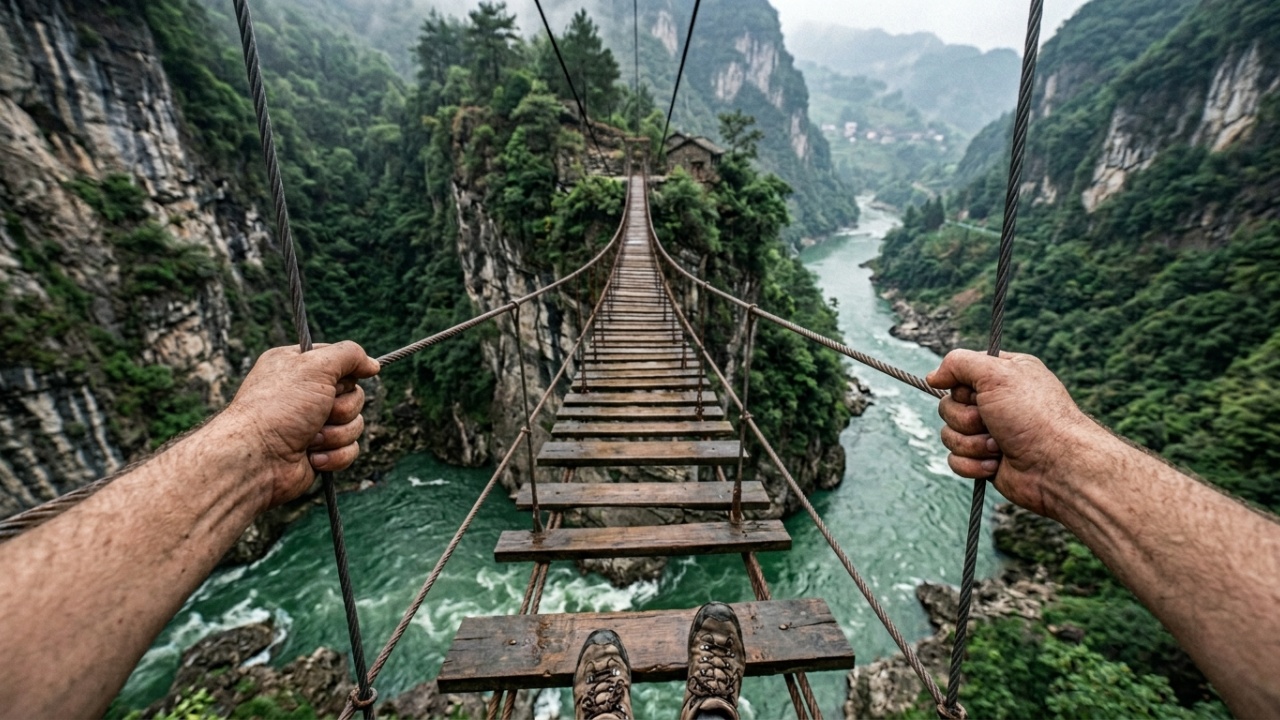 Família vive isolada em uma ilha fluvial em Sichuan