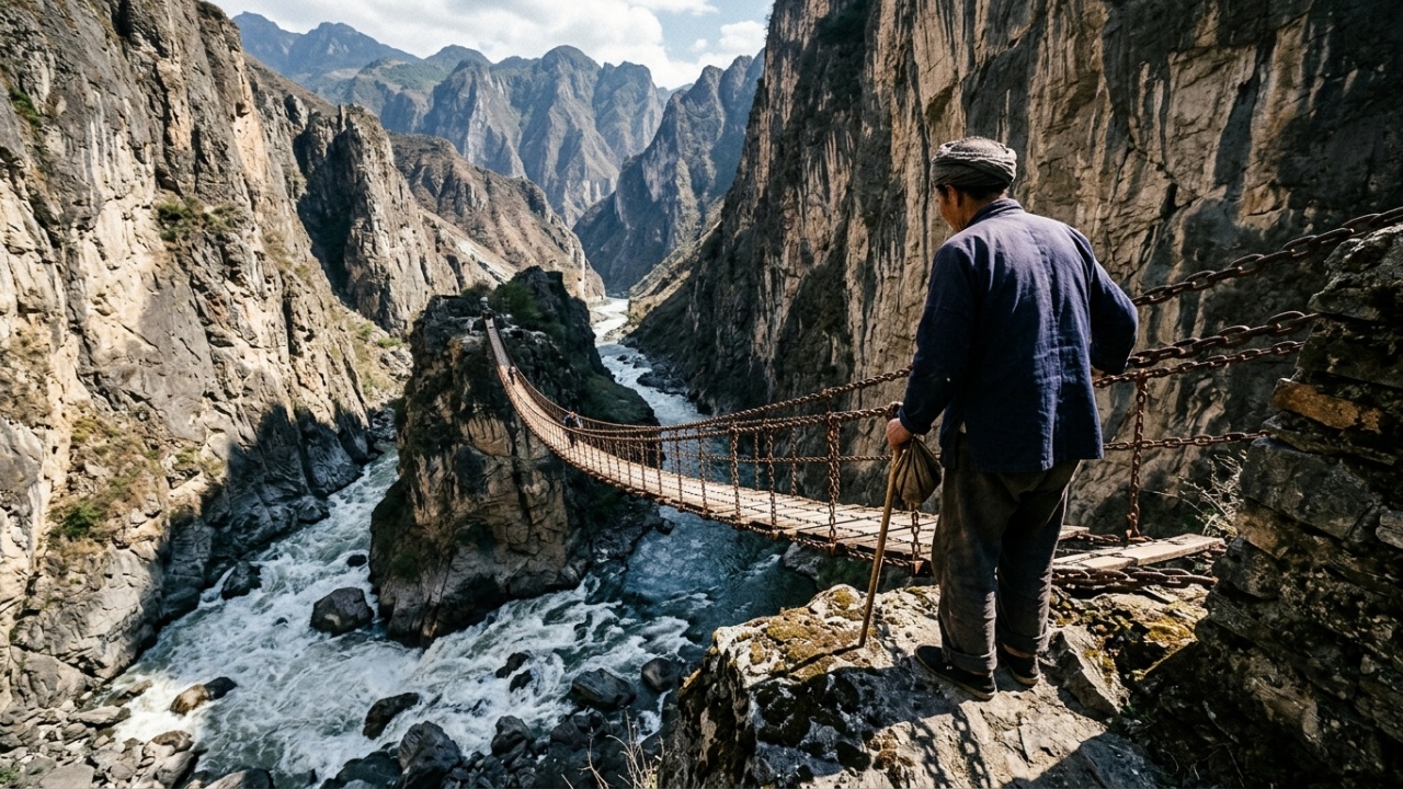 Família vive isolada em uma ilha fluvial em Sichuan