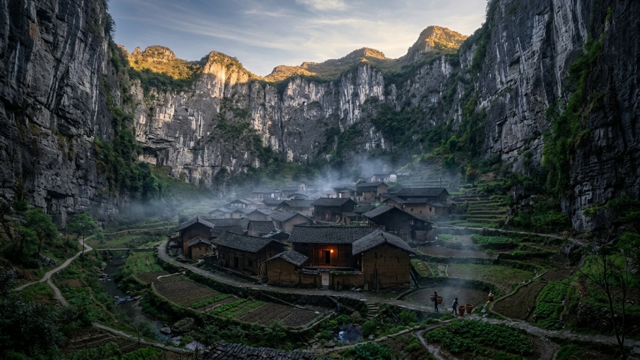 Vila Huilong na China e o Dry Kuimen