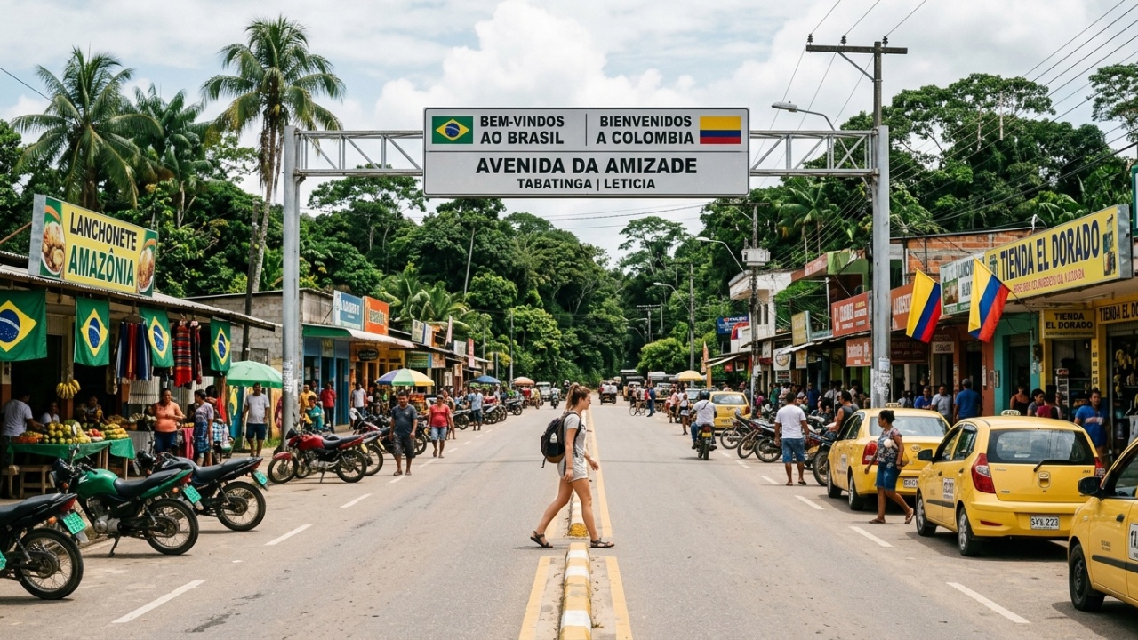 O único lugar do Brasil onde você pode atravessar três países a pé: a cidade tríplice fronteira entre Brasil, Peru e Colômbia