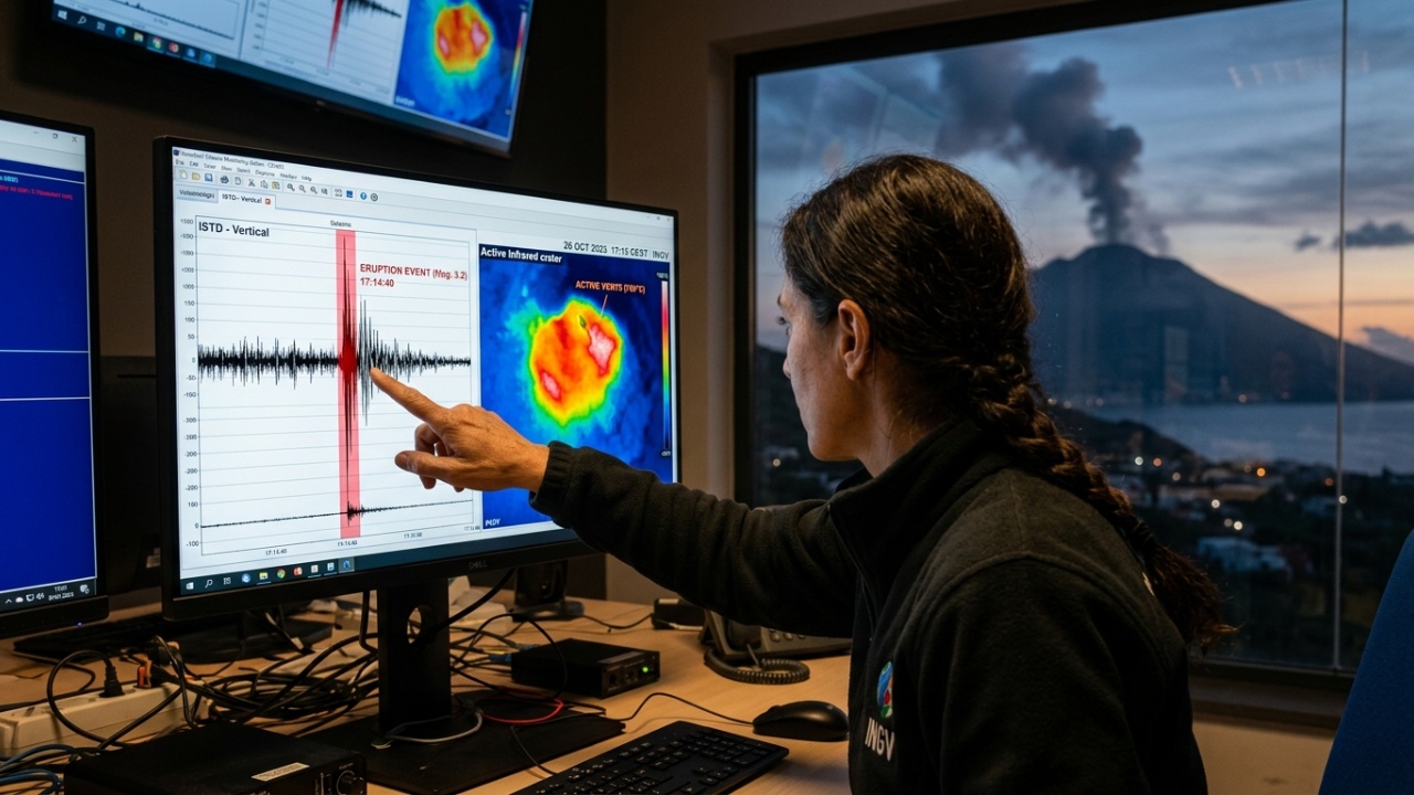 Erupção do vulcão Stromboli em 2019