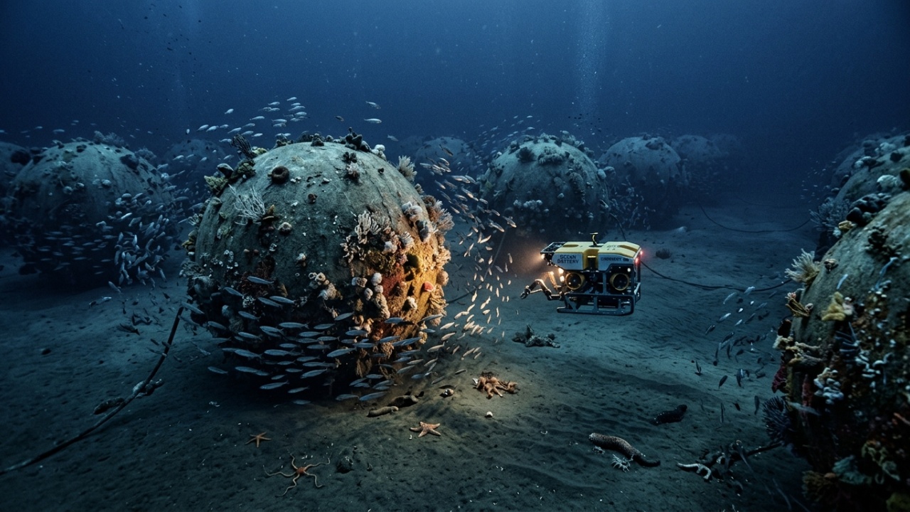 Armazenamento de energia no fundo do mar com esferas de concreto