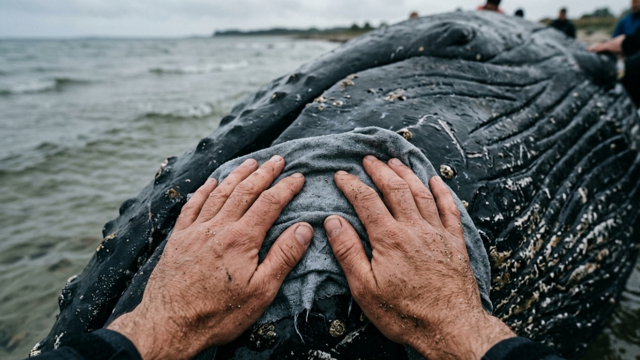 Desafios logísticos e éticos no resgate da baleia-jubarte