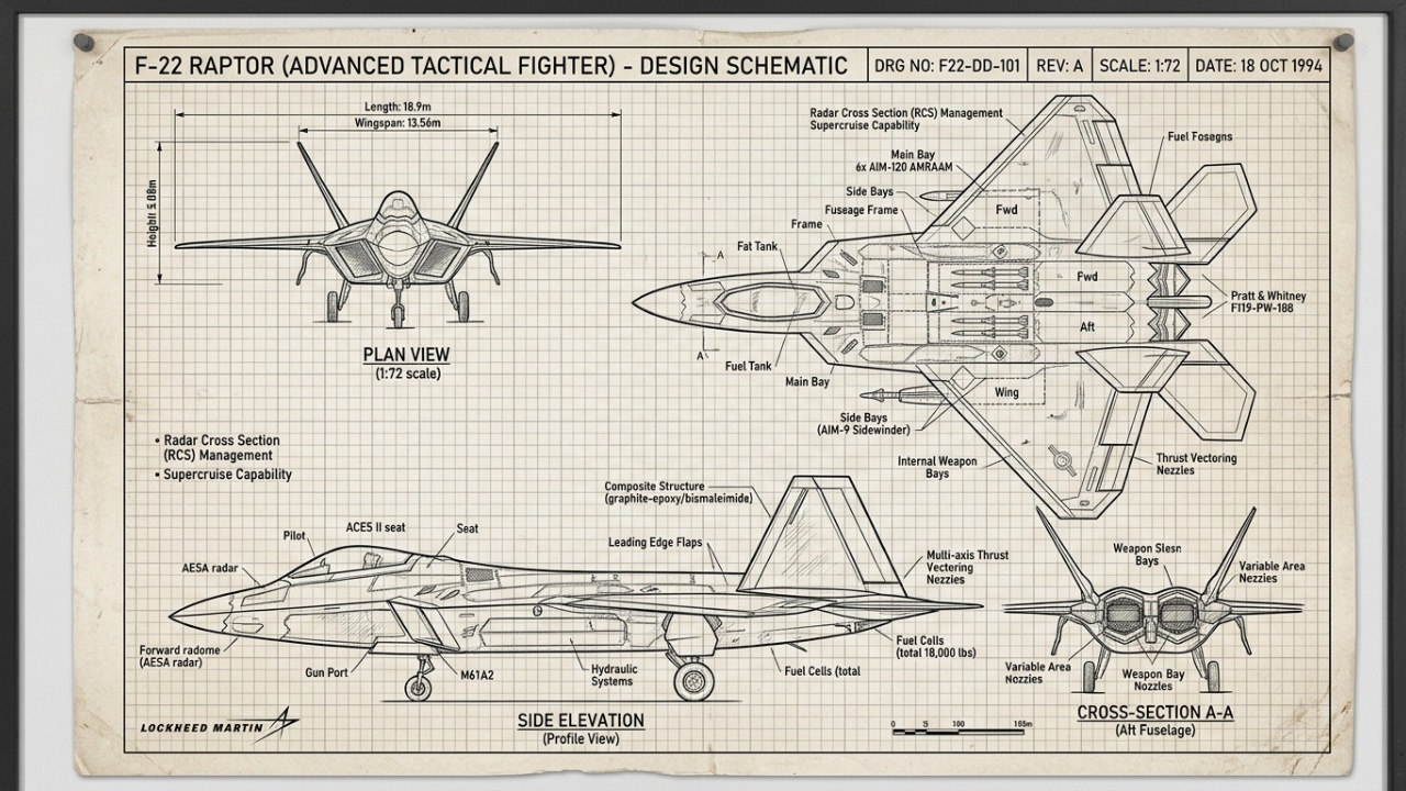 O caça furtivo F-22 Raptor que supera Mach 2