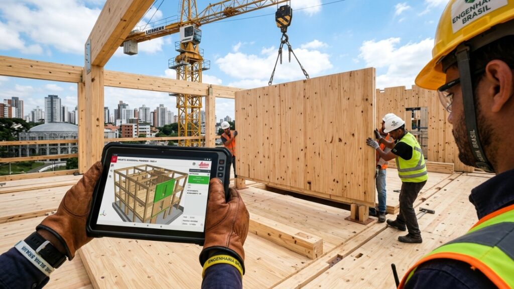 Como a madeira engenheirada (CLT) entrega segurança estrutural superior, reduz o tempo de obra e diminui a pegada de carbono