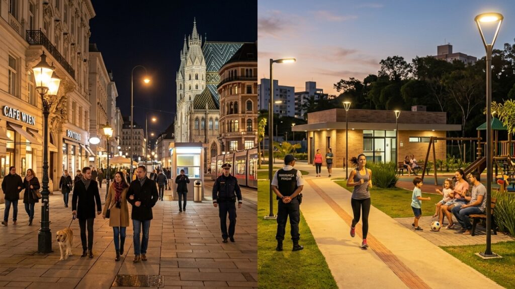 Como Brusque, Tóquio e Viena conquistaram a liderança nacional em segurança, com foco nos pilares comuns e nas fontes que comprovam cada posição.