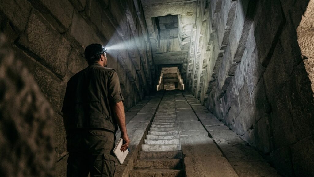 Como partículas de raios cósmicos (múons) revelaram um grande vazio (Big Void) dentro da Grande Pirâmide de Gizé