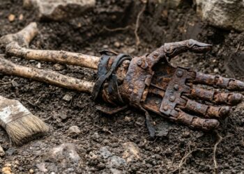 Arqueólogos da Baviera desenterraram um esqueleto medieval que tinha uma mão de ferro articulada no lugar do braço esquerdo