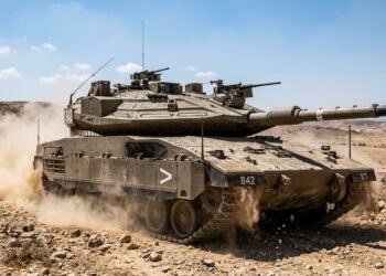 O supertanque com motor na frente para proteger os soldados: projetado para resistir a ataques urbanos, ele conta com um escudo invisível que destrói mísseis antes de tocarem a lataria