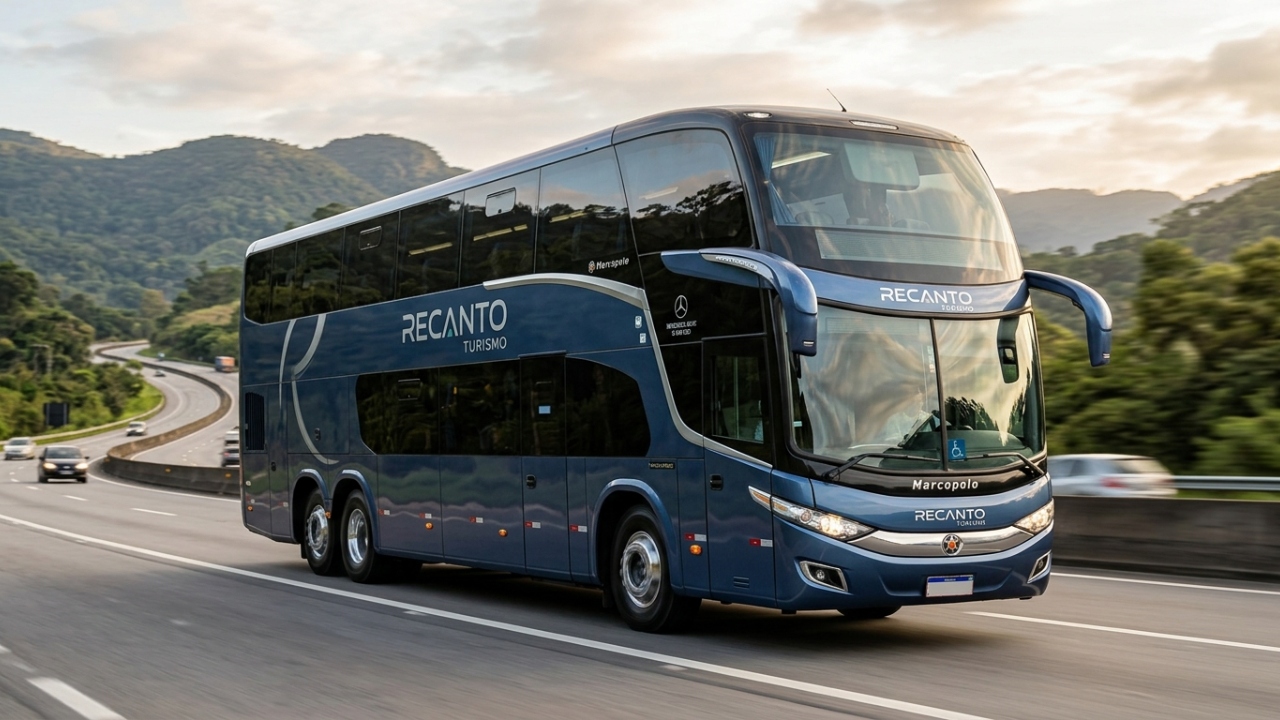 Equipado com três eixos robustos e capacidade para 24 toneladas, o chassis alemão domina as frotas rodoviárias de luxo em todo o território