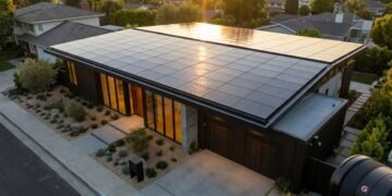 Com telhas de vidro e células solares integradas, o sistema de telhado da Tesla transforma a casa em um gerador de energia limpa e silencioso