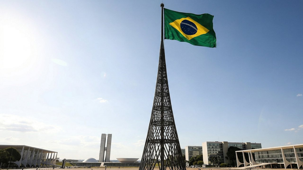 Com 100 metros de altura e 24 hastes de aço, o Mastro da Bandeira em Brasília surgiu como uma estrutura monumental e única de engenharia no país