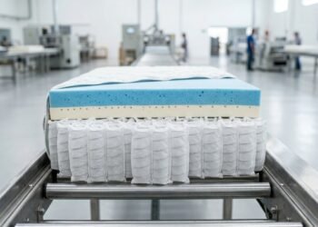 Com blocos de espuma de 60 metros e 800 molas ensacadas, a indústria fabrica o colchão que suporta o peso do corpo com precisão milimétrica