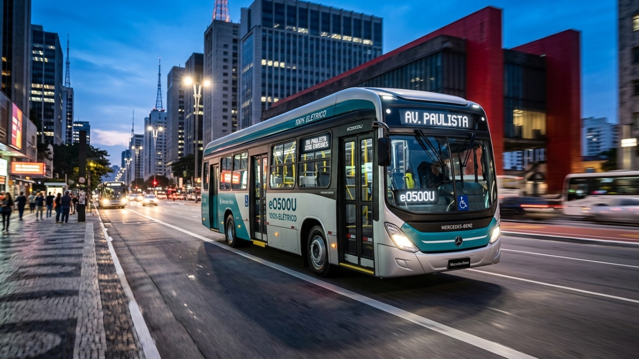 Com investimento de R$ 2,5 bilhões, a nova frota de ônibus elétricos da Mercedes-Benz começa a circular em São Paulo para reduzir custos de manutenção e transformar o transporte público na maior metrópole do país
